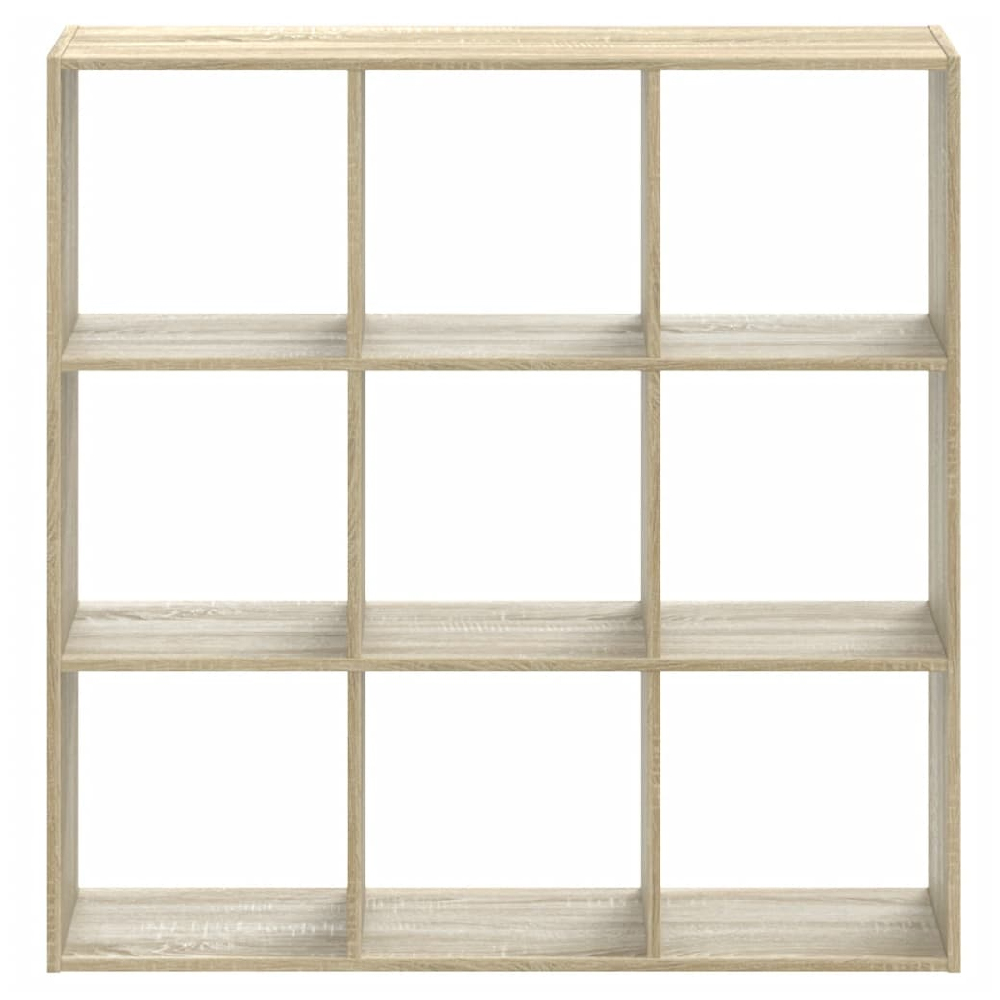 Gilford Wooden Bookcase With 9 Compartments In Sonoma Oak