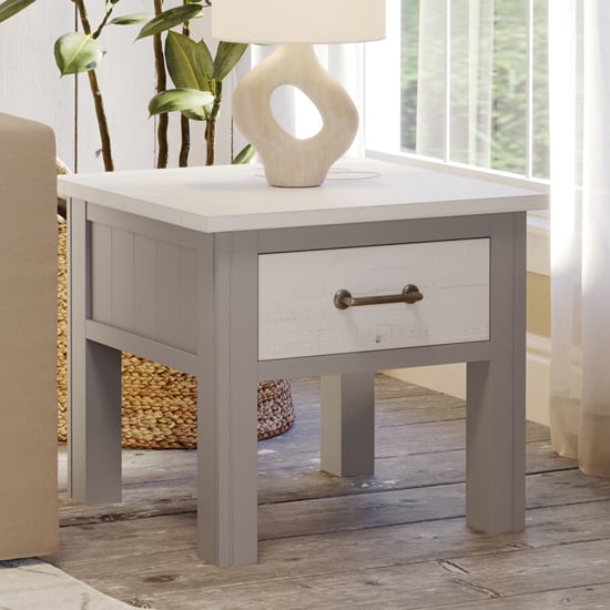 Product photograph of Gilford Wooden Lamp Table With 1 Drawer In Grey from Furniture in Fashion