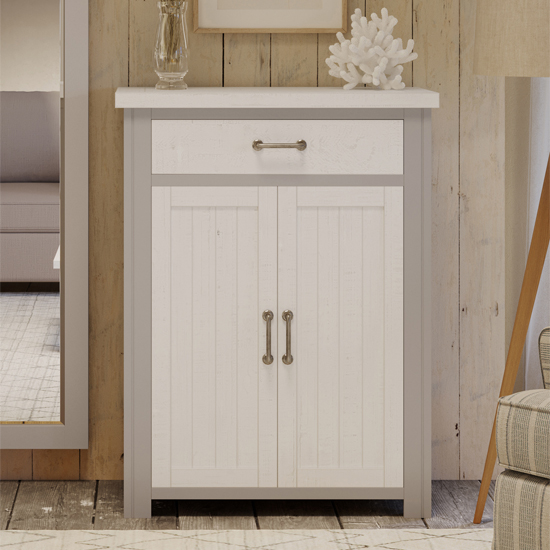 Read more about Gilford wooden shoe storage cabinet with drawer in grey