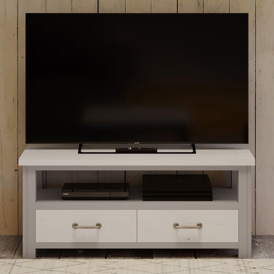 Gilford Wooden TV Stand With 2 Drawers In Grey