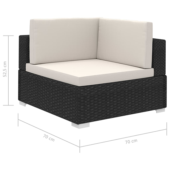 Gili Rattan 8 Piece Garden Lounge Set With Cushions In Black
