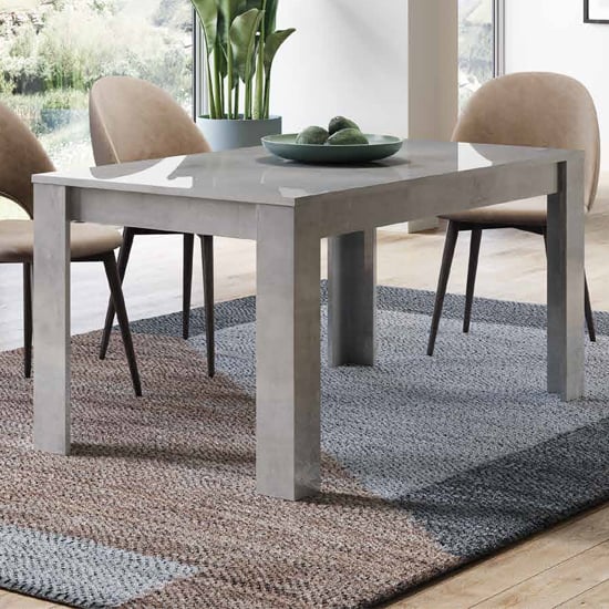 Read more about Breta high gloss dining table small in grey marble effect