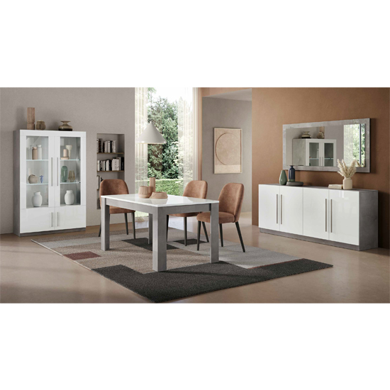 Breta High Gloss Dining Table Small In White And Grey