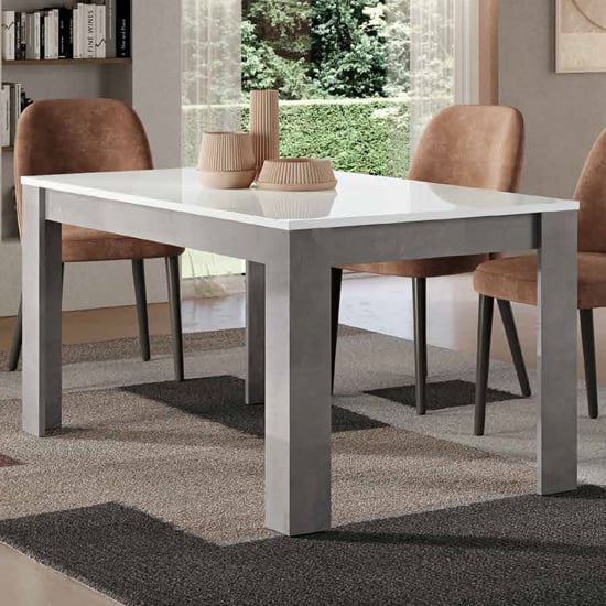 Product photograph of Gilon High Gloss Dining Table 160cm In White And Grey from Furniture in Fashion