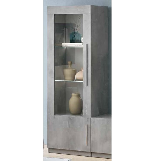 Product photograph of Gilon High Gloss Display Cabinet 1 Door In Grey With Led from Furniture in Fashion