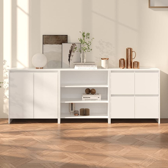 Gilon High Gloss Sideboard With 6 Doors 2 Shelves In White_1