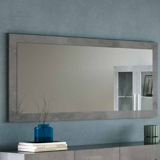Product photograph of Gilon Wall Mirror Rectangular Large In Grey High Gloss Frame from Furniture in Fashion