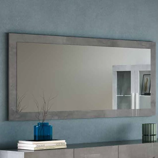 Read more about Breta wall mirror rectangular large in grey high gloss frame