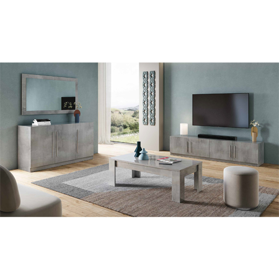 Breta Wall Mirror Rectangular Small In Grey High Gloss Frame