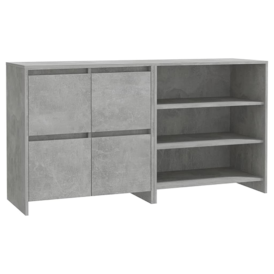 Gilon Wooden Sideboard With 4 Doors 2 Shelves In Concrete Effect