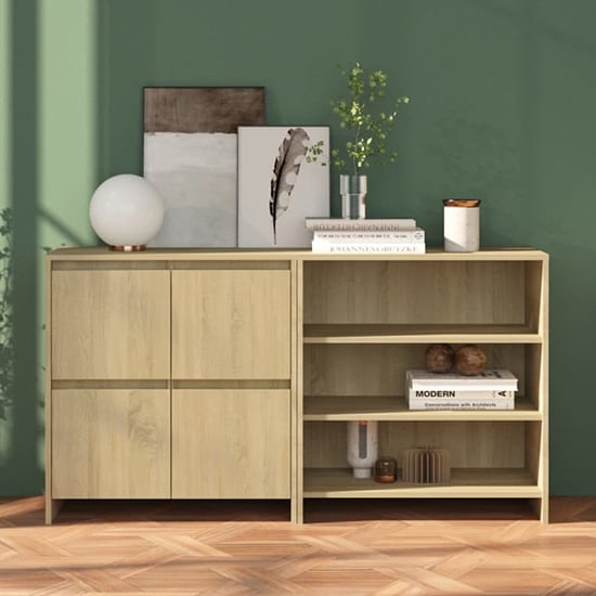 Read more about Gilon wooden sideboard with 4 doors 2 shelves in sonoma oak