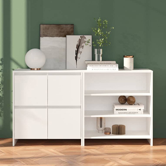 Gilon Wooden Sideboard With 4 Doors 2 Shelves In White_1