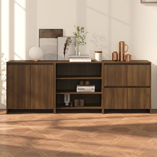 Read more about Gilon wooden sideboard with 6 doors 2 shelves in brown oak