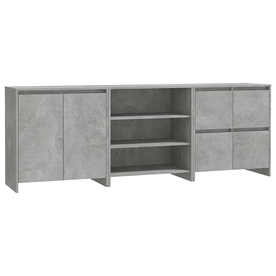 Gilon Wooden Sideboard With 6 Doors 2 Shelves In Concrete Effect
