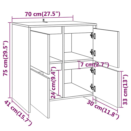 Gilon Wooden Sideboard With 6 Doors 2 Shelves In Concrete Effect