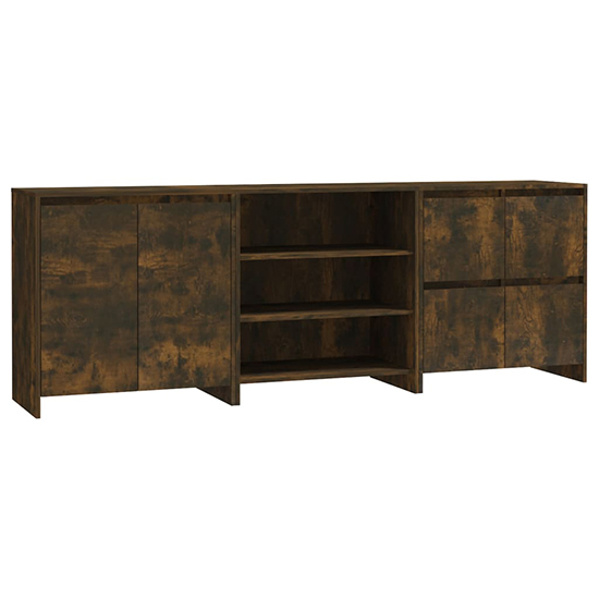 Gilon Wooden Sideboard With 6 Doors 2 Shelves In Smoked Oak