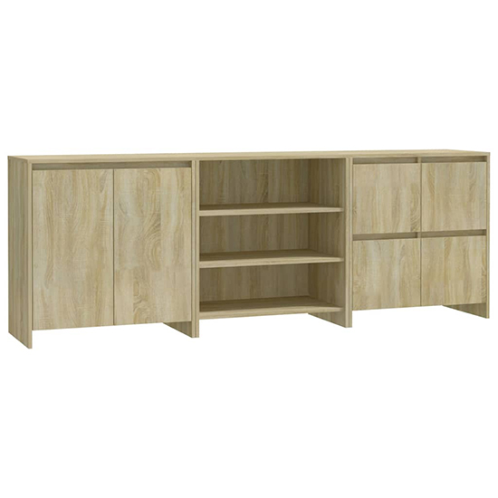 Gilon Wooden Sideboard With 6 Doors 2 Shelves In Sonoma Oak