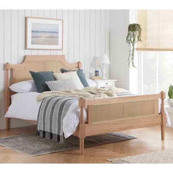 Read more about Gilroy rattan wooden double bed in oak