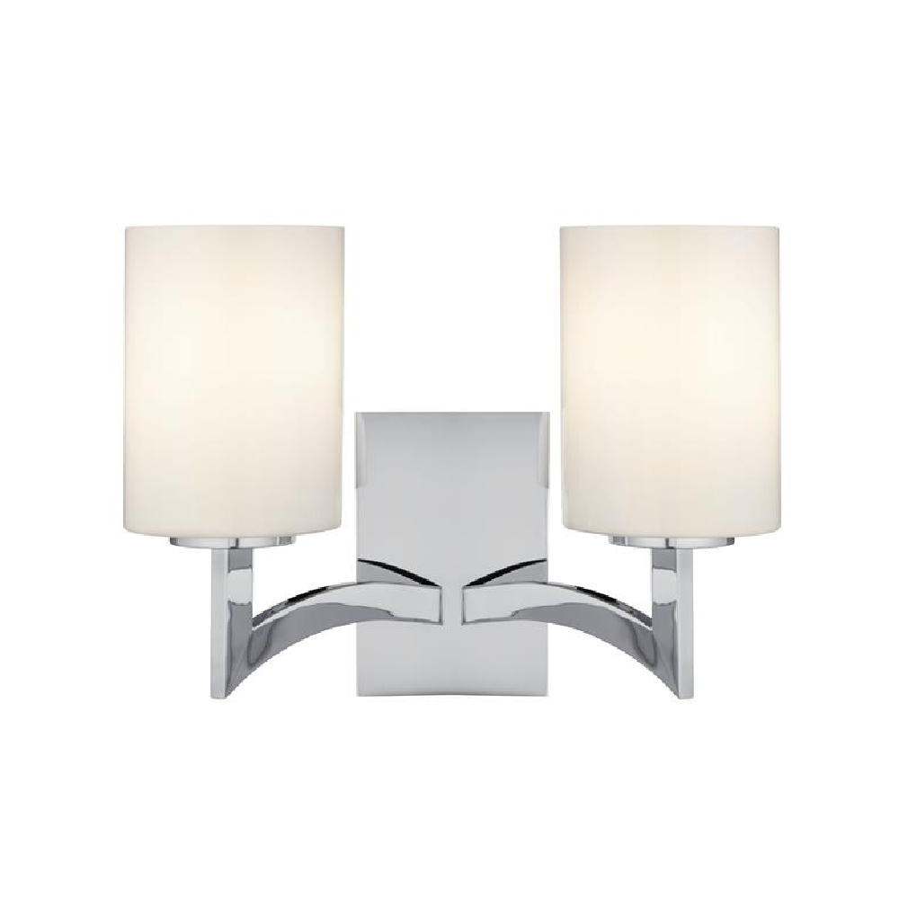 Read more about Gina 2 light white glass shade wall light in chrome