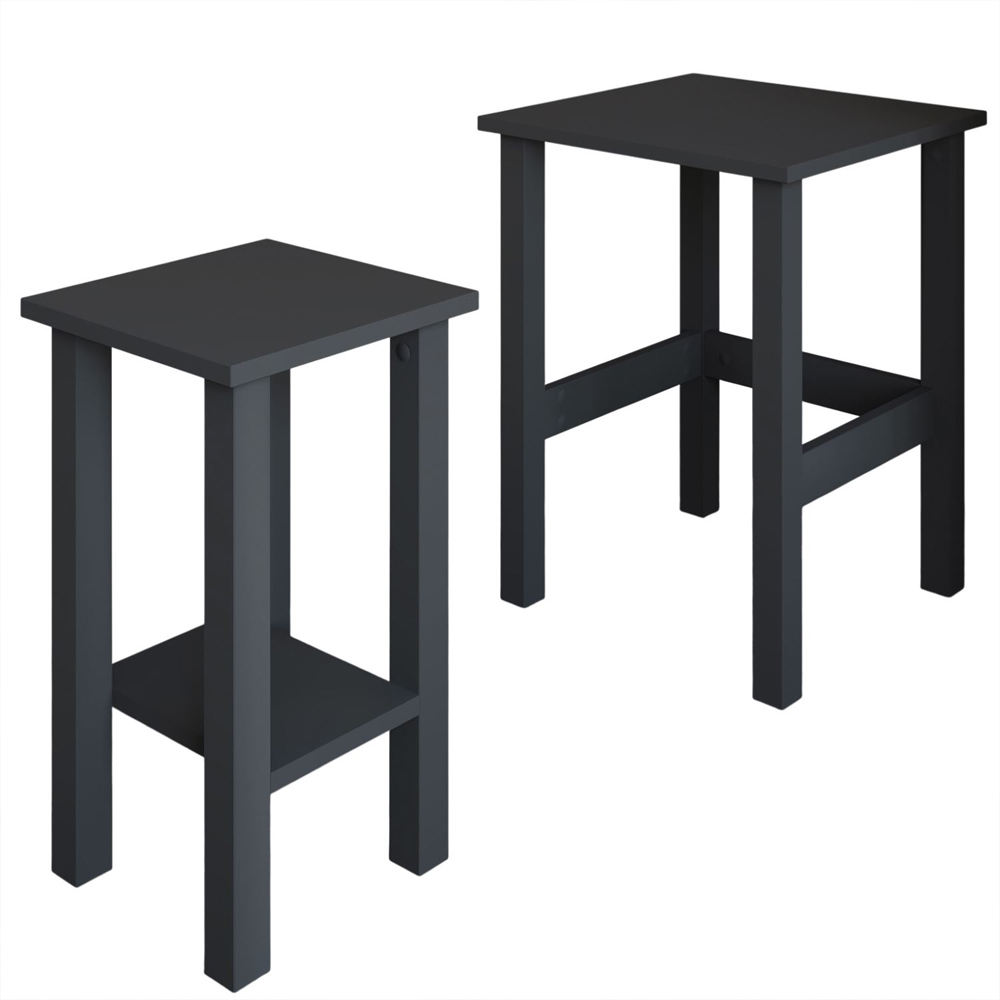 Gina Wooden Nesting Side Tables in Anthracite
