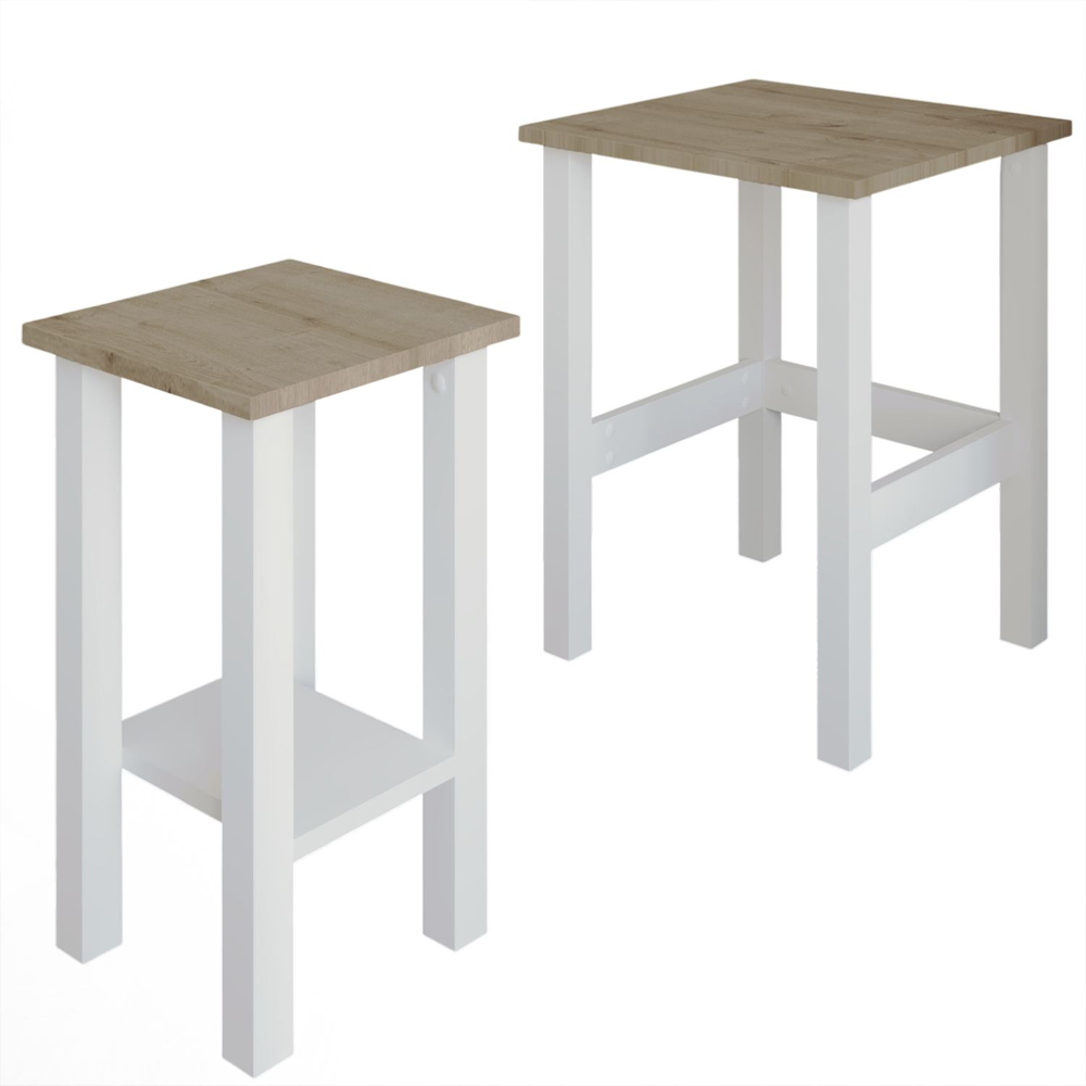 Gina Wooden Nesting Side Tables in White and Sapphire Oak