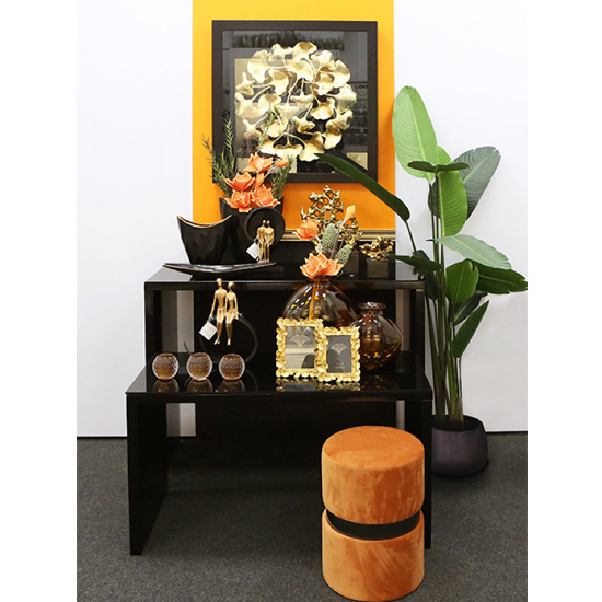 Ginkgo Golden Painting Wooden Wall Art In Black Frame_2