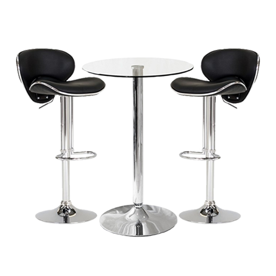 Read more about Gino bistro bar table with 2 black leather nigella stools