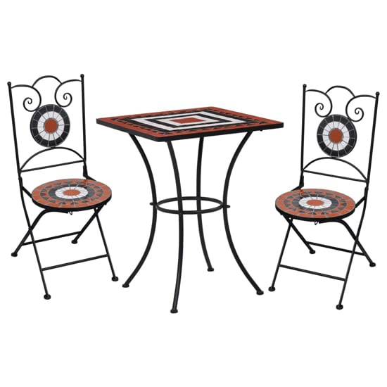 Read more about Gino ceramic tile top bistro set square in terracotta and white