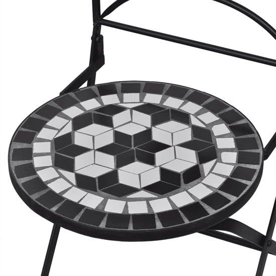 Gino Ceramic Tile Top Bistro Set Round In Black And White