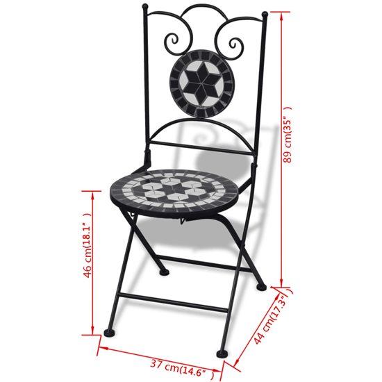 Gino Ceramic Tile Top Bistro Set Round In Black And White