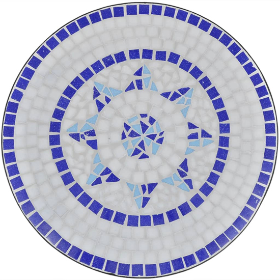 Gino Ceramic Tile Top Bistro Set Round In Blue And White