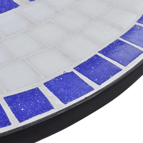 Gino Ceramic Tile Top Bistro Set Round In Blue And White