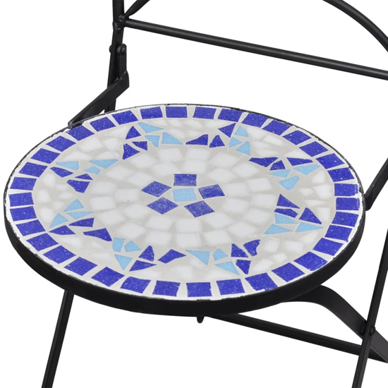 Gino Ceramic Tile Top Bistro Set Round In Blue And White