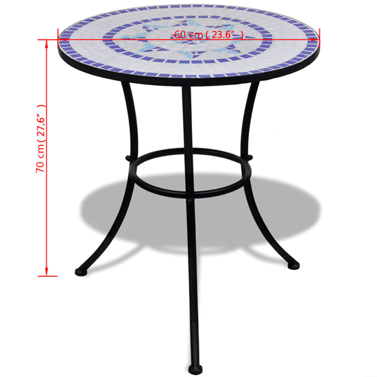 Gino Ceramic Tile Top Bistro Set Round In Blue And White