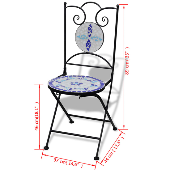 Gino Ceramic Tile Top Bistro Set Round In Blue And White