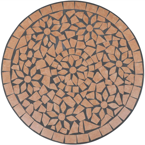 Gino Ceramic Tile Top Bistro Set Round In Terracotta