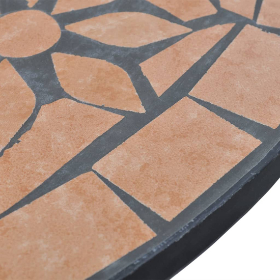 Gino Ceramic Tile Top Bistro Set Round In Terracotta