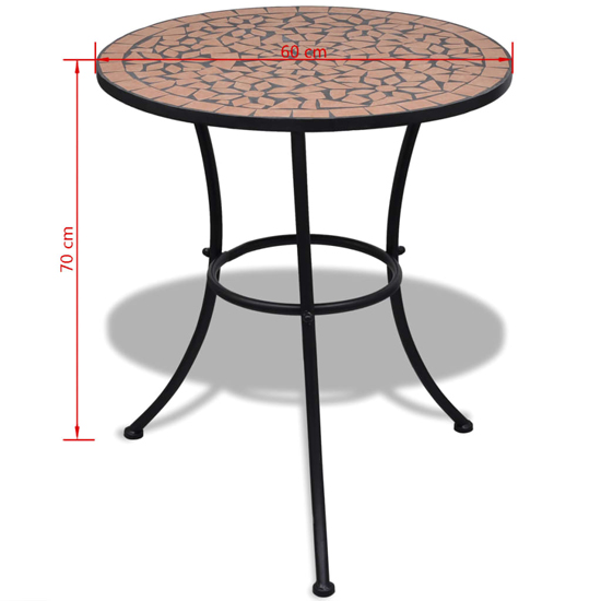 Gino Ceramic Tile Top Bistro Set Round In Terracotta