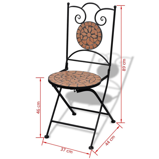 Gino Ceramic Tile Top Bistro Set Round In Terracotta