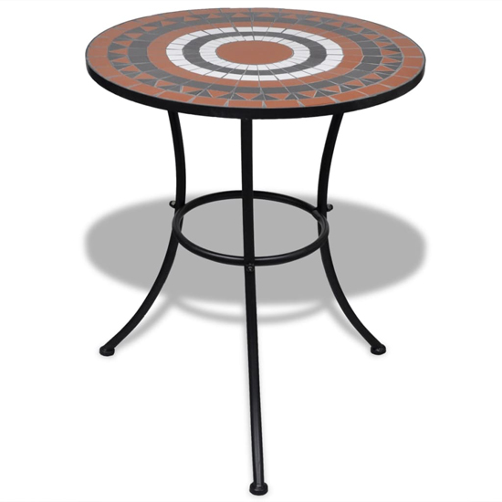 Gino Ceramic Tile Top Bistro Set Round In Terracotta And White