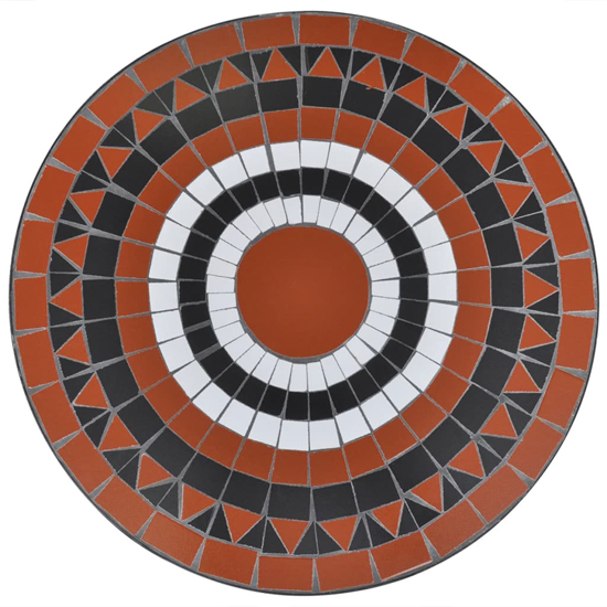 Gino Ceramic Tile Top Bistro Set Round In Terracotta And White