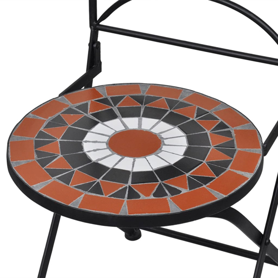 Gino Ceramic Tile Top Bistro Set Round In Terracotta And White