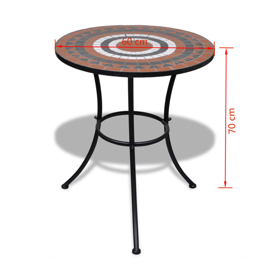 Gino Ceramic Tile Top Bistro Set Round In Terracotta And White