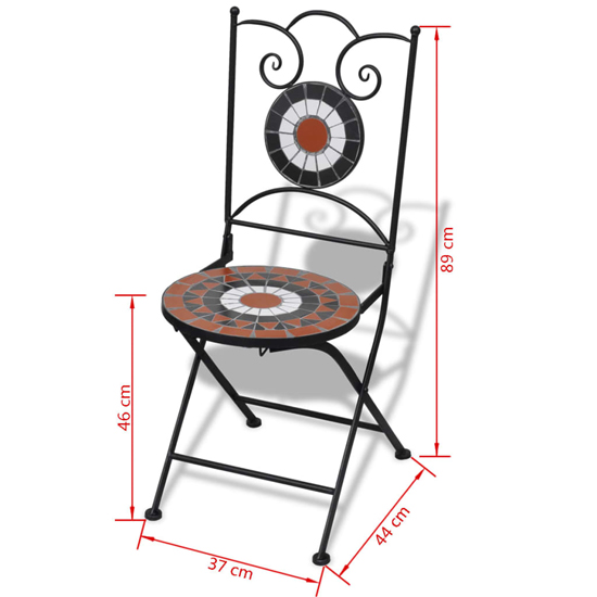 Gino Ceramic Tile Top Bistro Set Round In Terracotta And White