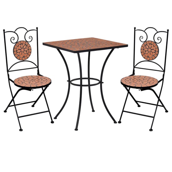 Product photograph of Gino Ceramic Tile Top Bistro Set Square In Terracotta from Furniture in Fashion