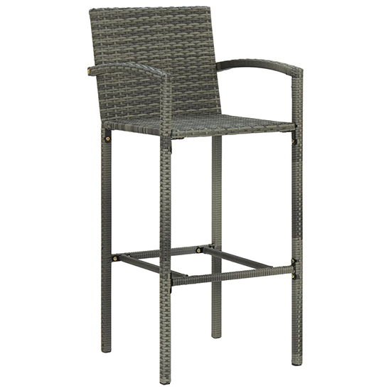 Gioia Outdoor Wooden And Rattan Bar Table With 2 Stools In Grey_4