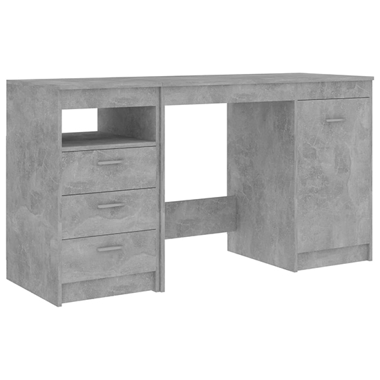 Giolla Computer Desk With 1 Door 3 Drawers In Concrete Effect