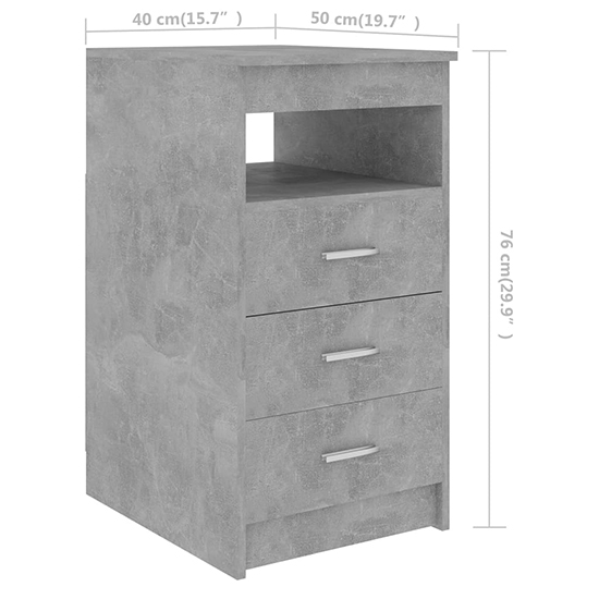 Giolla Computer Desk With 1 Door 3 Drawers In Concrete Effect