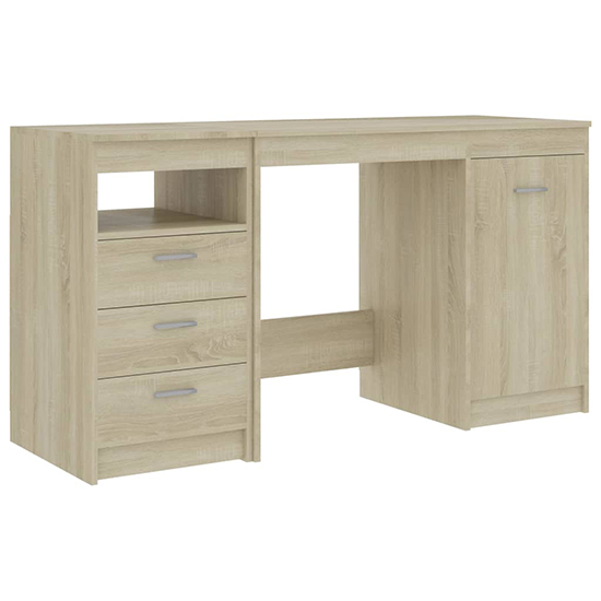 Giolla Computer Desk With 1 Door 3 Drawers In Sonoma Oak
