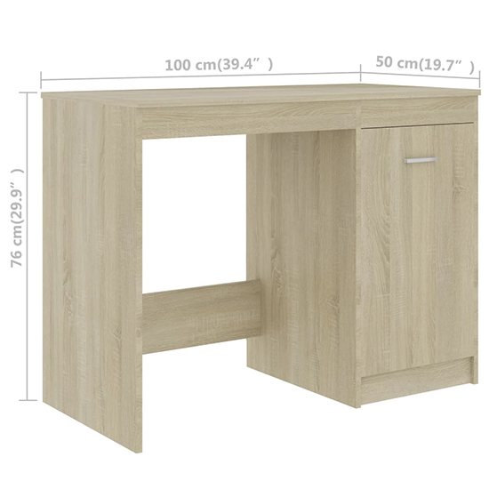 Giolla Computer Desk With 1 Door 3 Drawers In Sonoma Oak